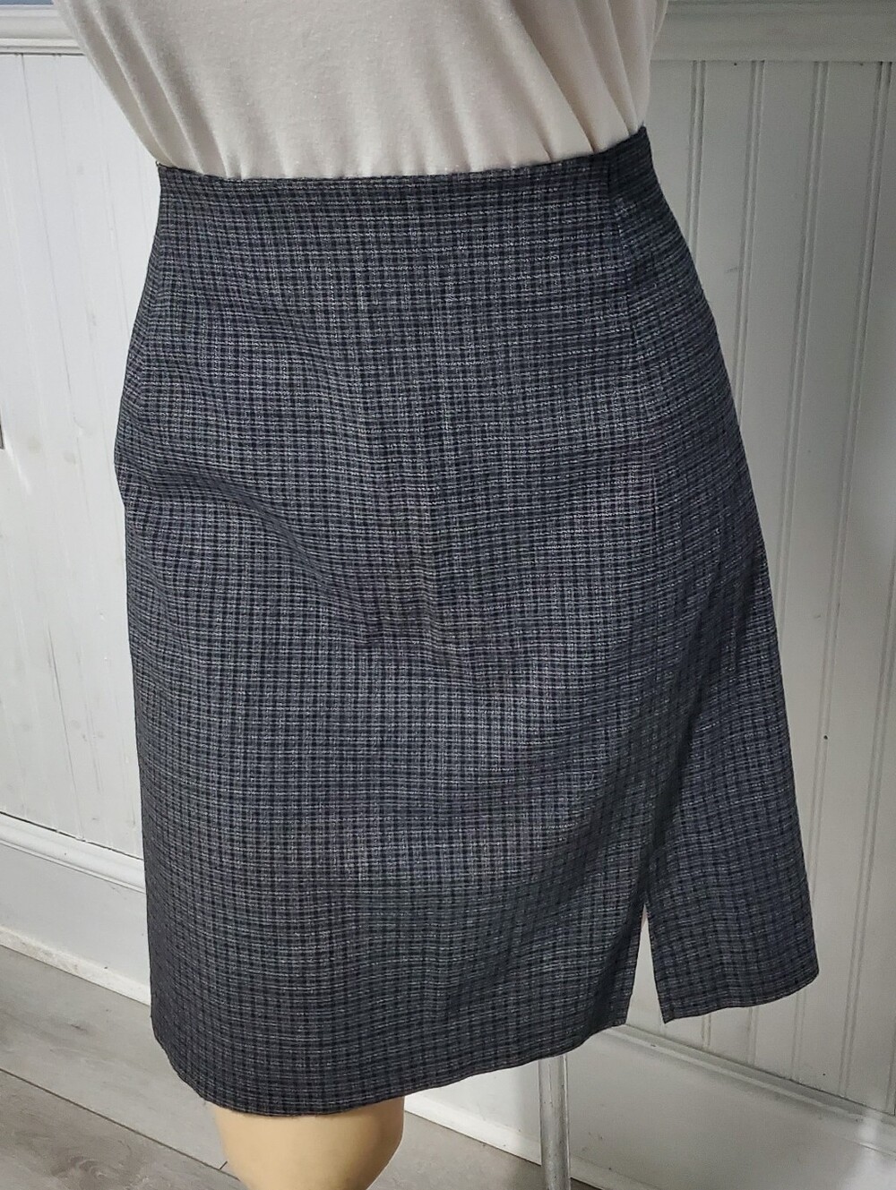 Vintage Plus Size Route 66 Gray Mini Skirt with Subtle Check